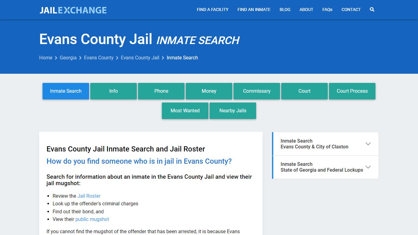 Inmate Search: Roster & Mugshots - Evans County Jail, GA